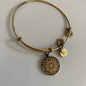 Alex and Ani Gold Sunburst Charm Bangle